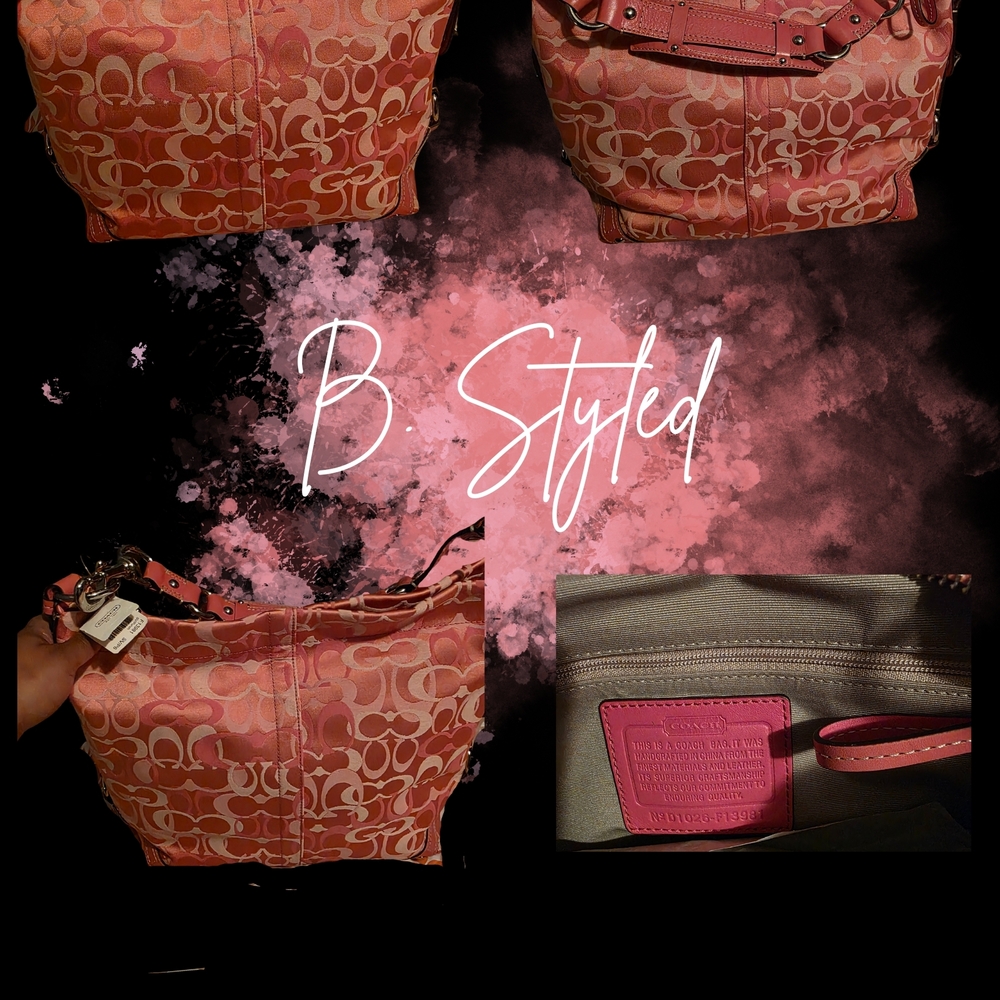 Coach Pink and Tan Shoulder Bag